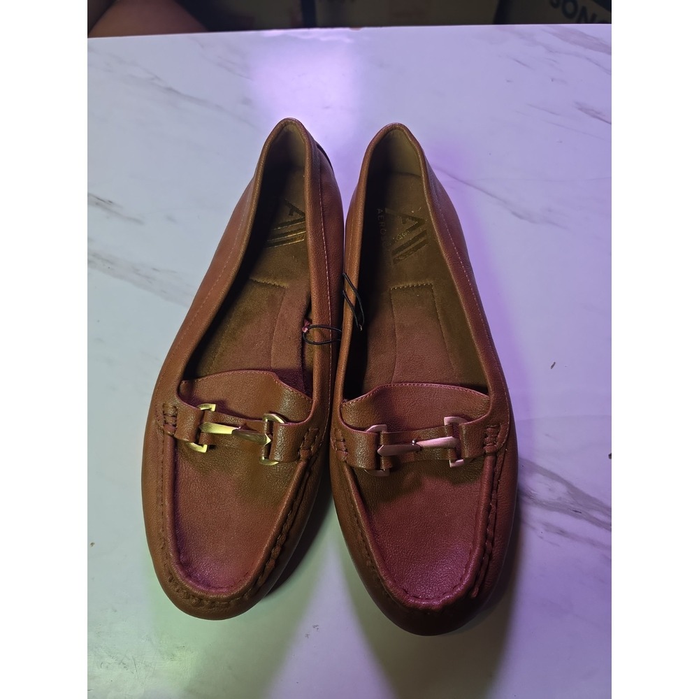 Aerosoles Buckle Loafer Day Drive Moccasin 10 W Cognac Flexible Diamond Outsole
